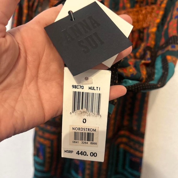 NWT Anna Sui $440 100% silk dress perfect for Thanksgiving size 0 - Picture 3 of 8